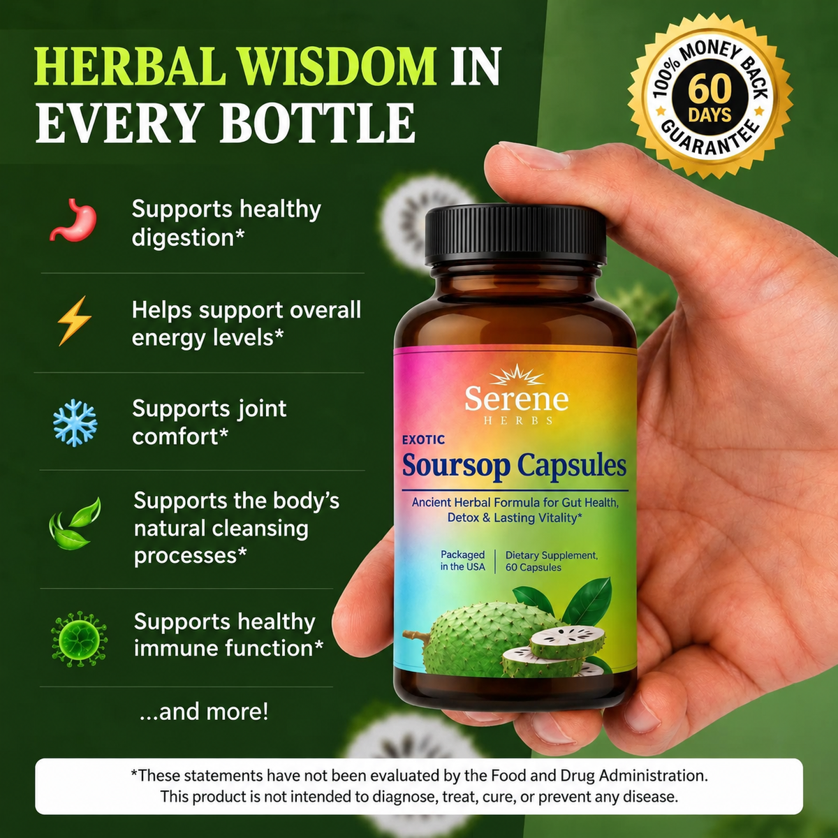 Soursop Capsules: Daily Holistic Blend