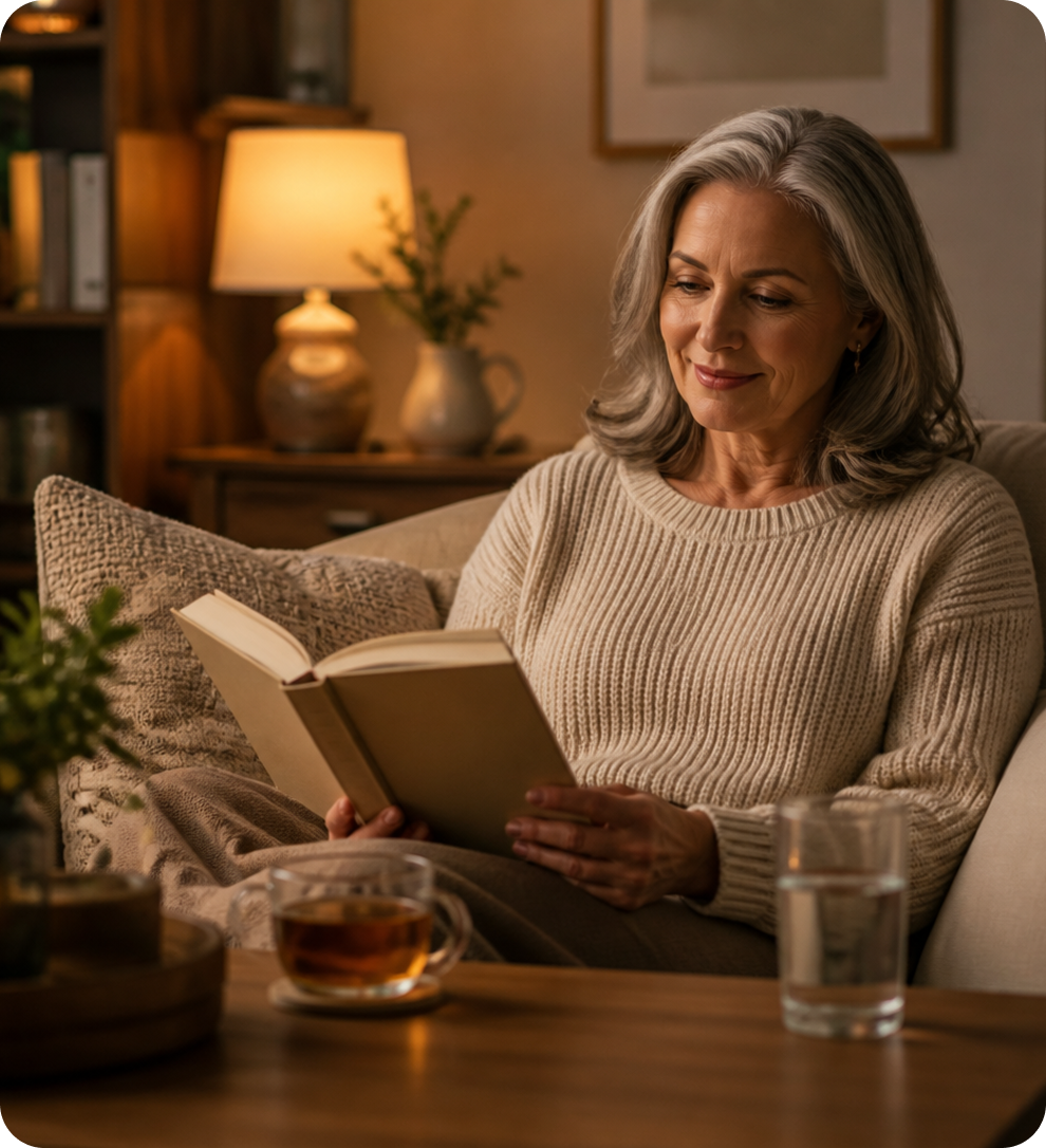 Woman sitting beside Nervous Balance Drops at night